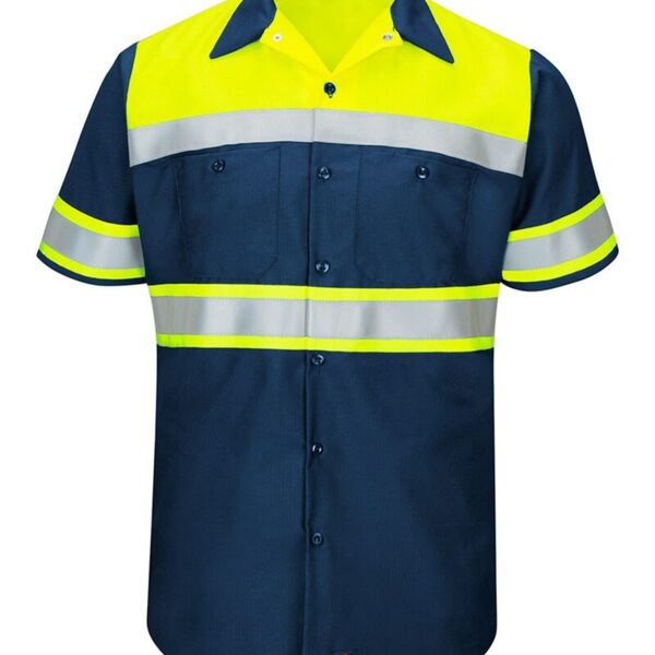 Hi-Visibility Colorblock Ripstop Short Sleeve Work Shirt - TALL Thumbnail